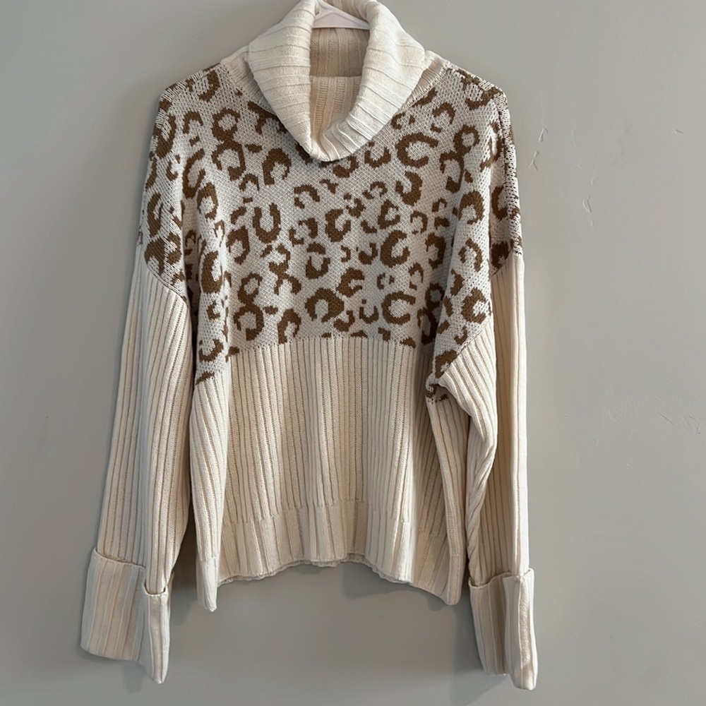 Nine West Leopard Print Turtleneck Sweater - Picture 3 of 9